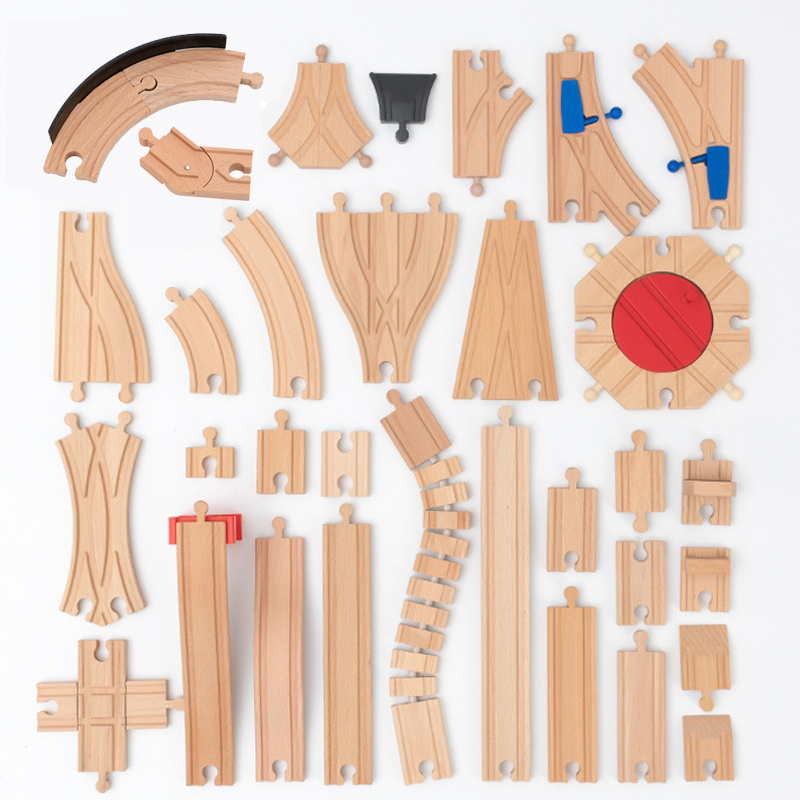 Hot Wheels Car Track Sets - Nieuwe houten spooraccessoires Beukenhouten spoorwegspooronderdelen Geschikt